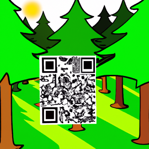A qr code surrounded by forest cartoon 512x512 89312597