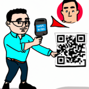 Un smartphone scaneaz un cod qr cartoon 512x512 32111156