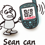 Un telefon mobil scannd un cod qr cartoo 512x512 55820088