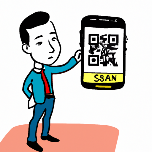 Un smartphone scaneaz un cod qr cartoon 512x512 93290235